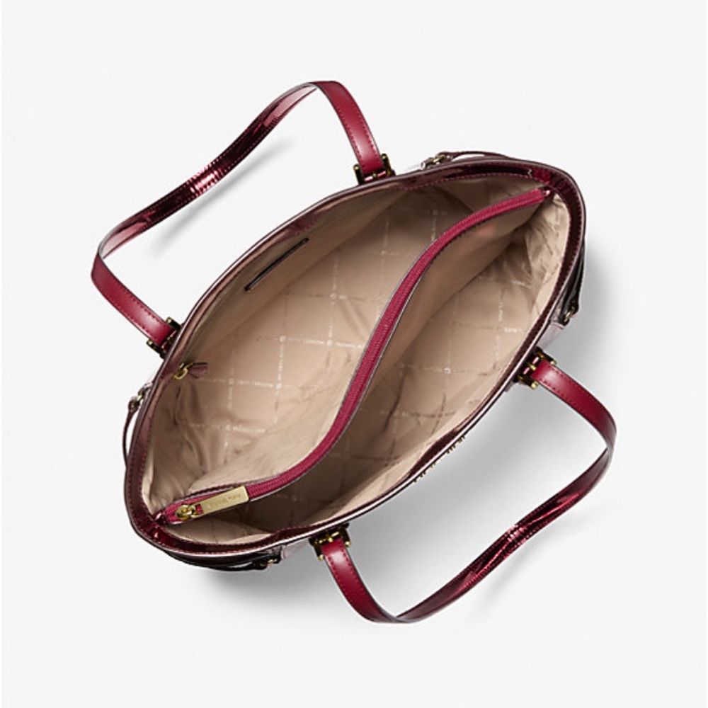 MICHAEL KORS Voyager Lg Metallic Logo Debossed EW Shoulder Tote Bag
Cherry 
NWT - Picture 2 of 3